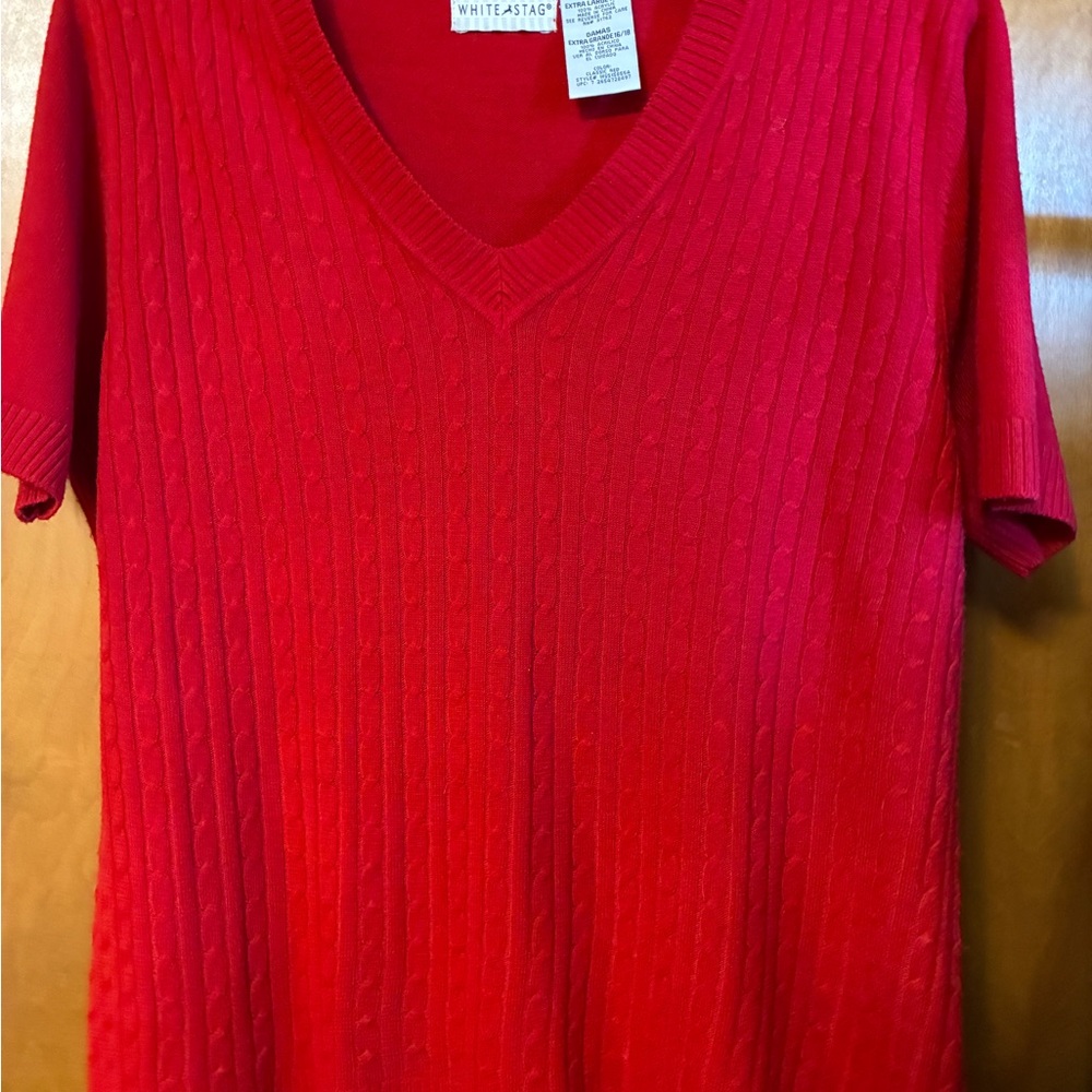White Stag Bright Red V-Neck Sweater Xl 16-18